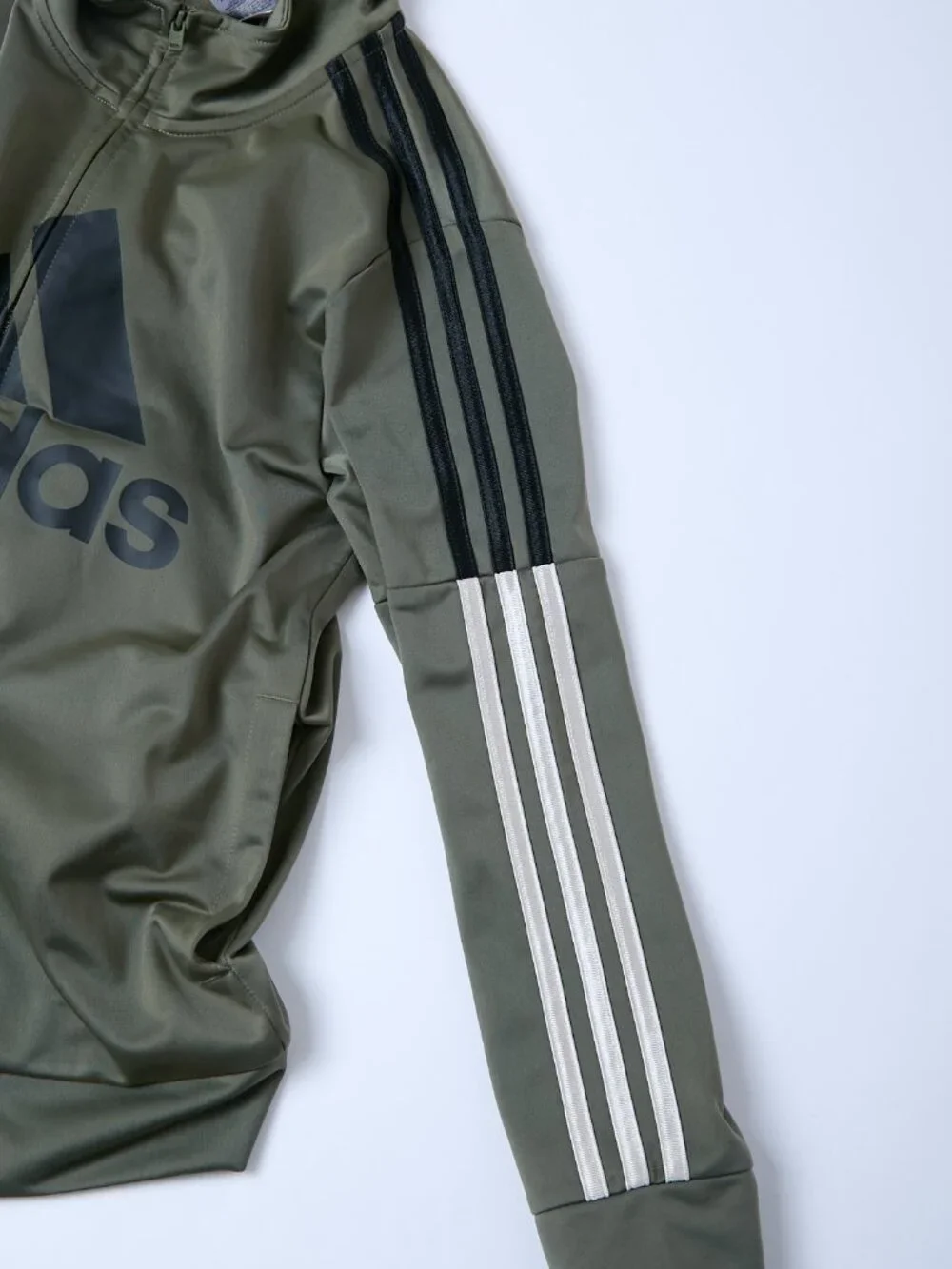 adidas Contrast 3-Stripe Tricot Track Jacket Unisex Big Kids 10/12 olive green